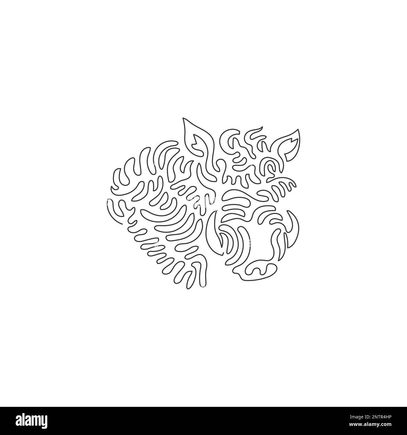 Single one line drawing of ugly face warthog abstract art. Continuous line drawing design vector illustration of warthogs have two sets of tusks Stock Vector