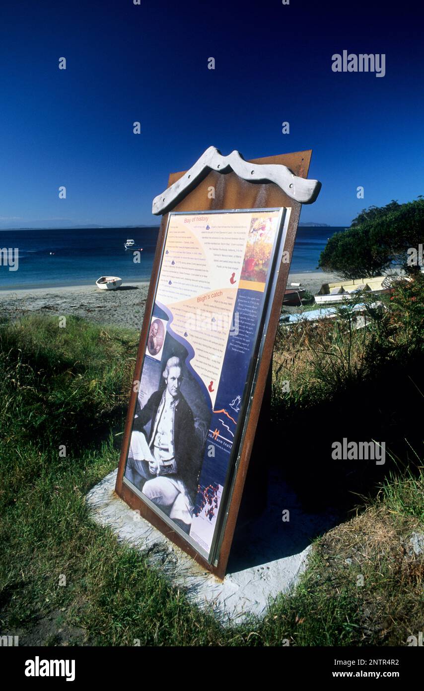 Australia, Tasmania, South Bruny, captain cooks landing place in Adventure bay, Cooktown Stock