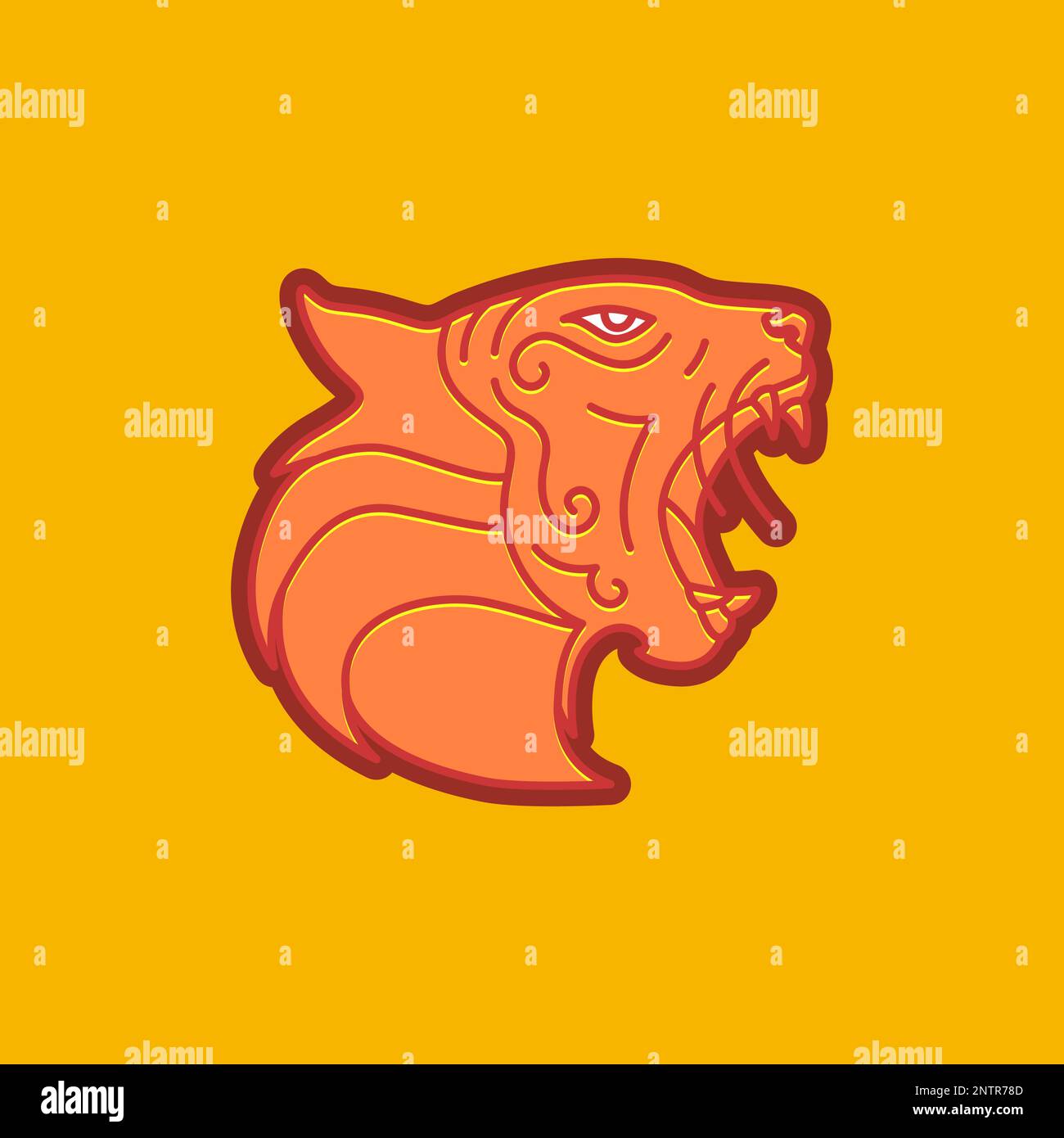 animal beast forest head tiger roar wildlife sticker minimal logo
