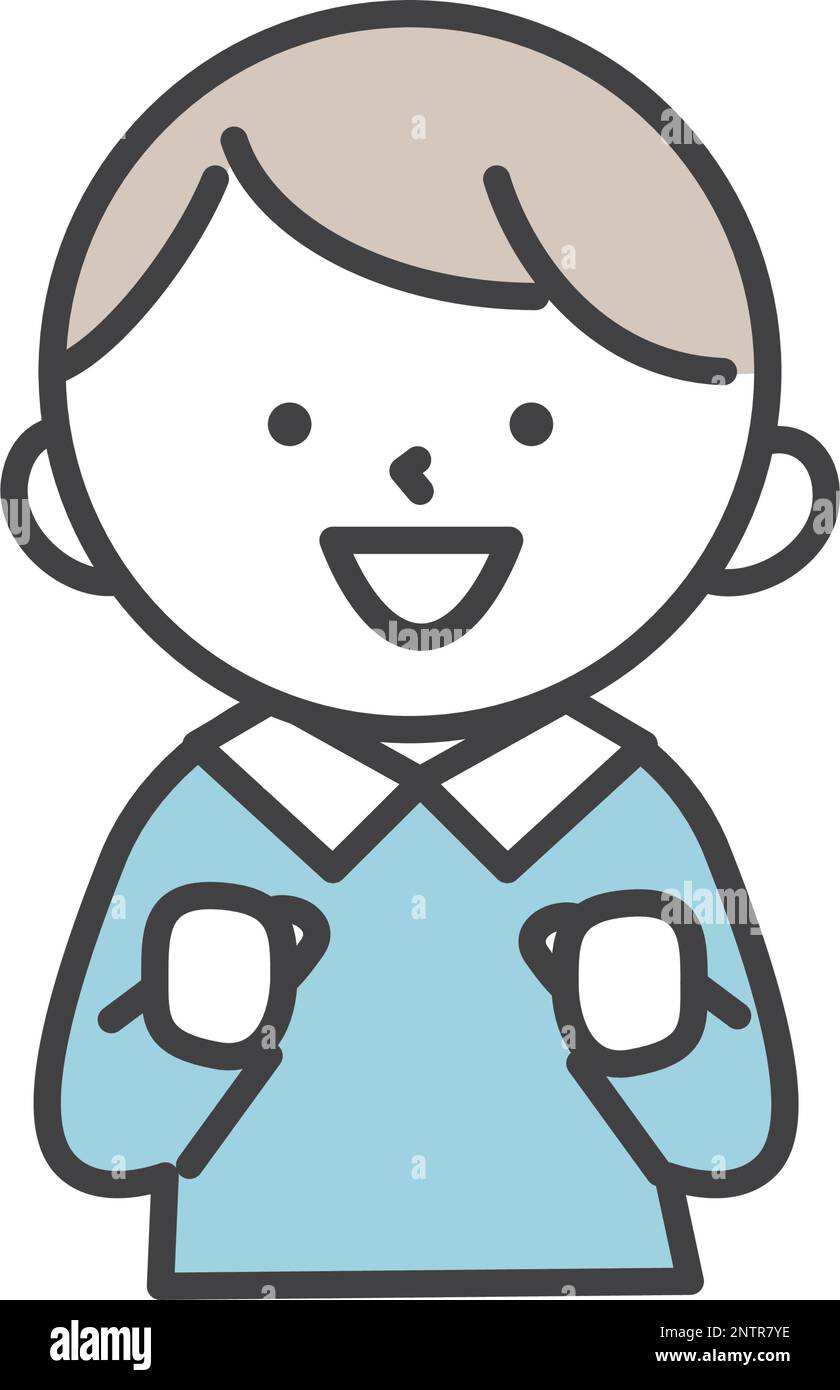 Boy with an excited expression. Simple style illustrations with ...