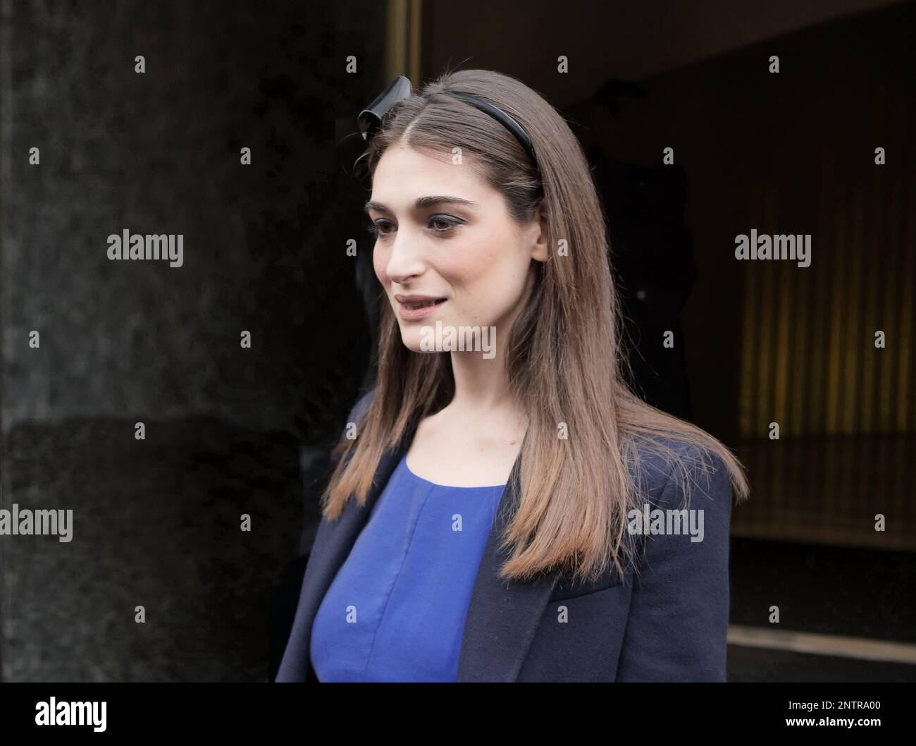 Italian Actres Pilar Fogliati posing for fans outside Armani hotel