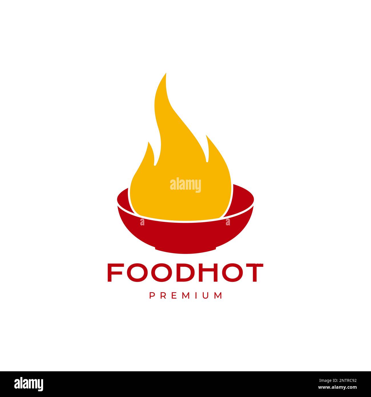 food bowl fire flame hot spicy taste modern logo design vector Stock