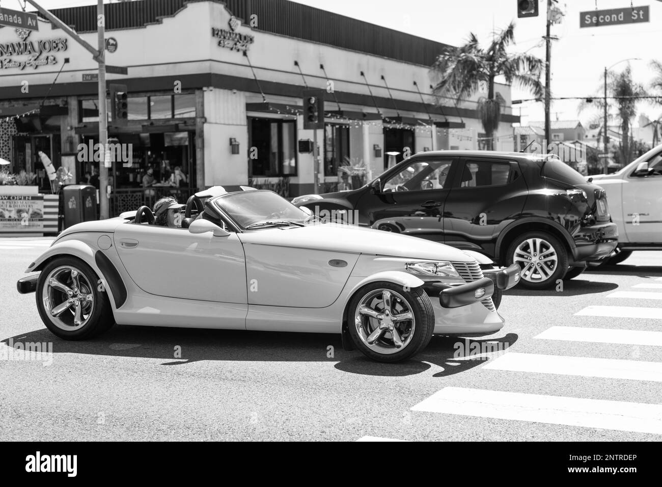 Long Beach, California USA - March 31, 2021: luxury car of yellow Chrysler Plymouth Prowler. Stock Photo