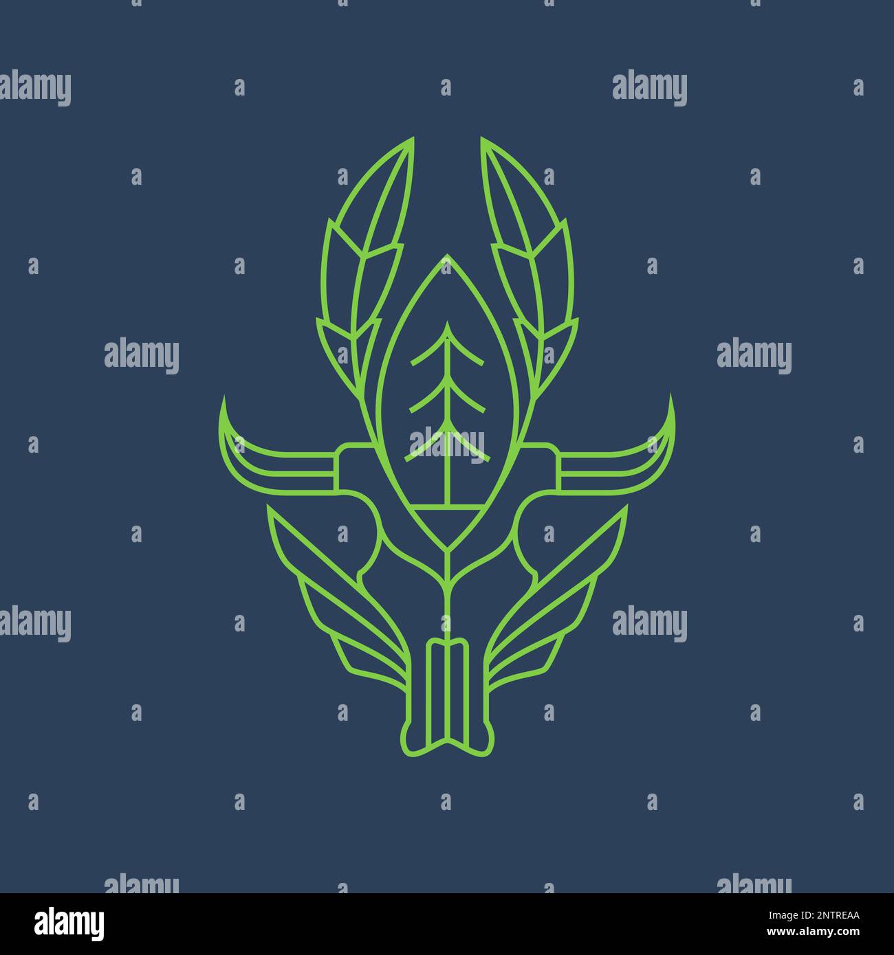 animal herbivore livestock cattle skull nature leaves line minimalist