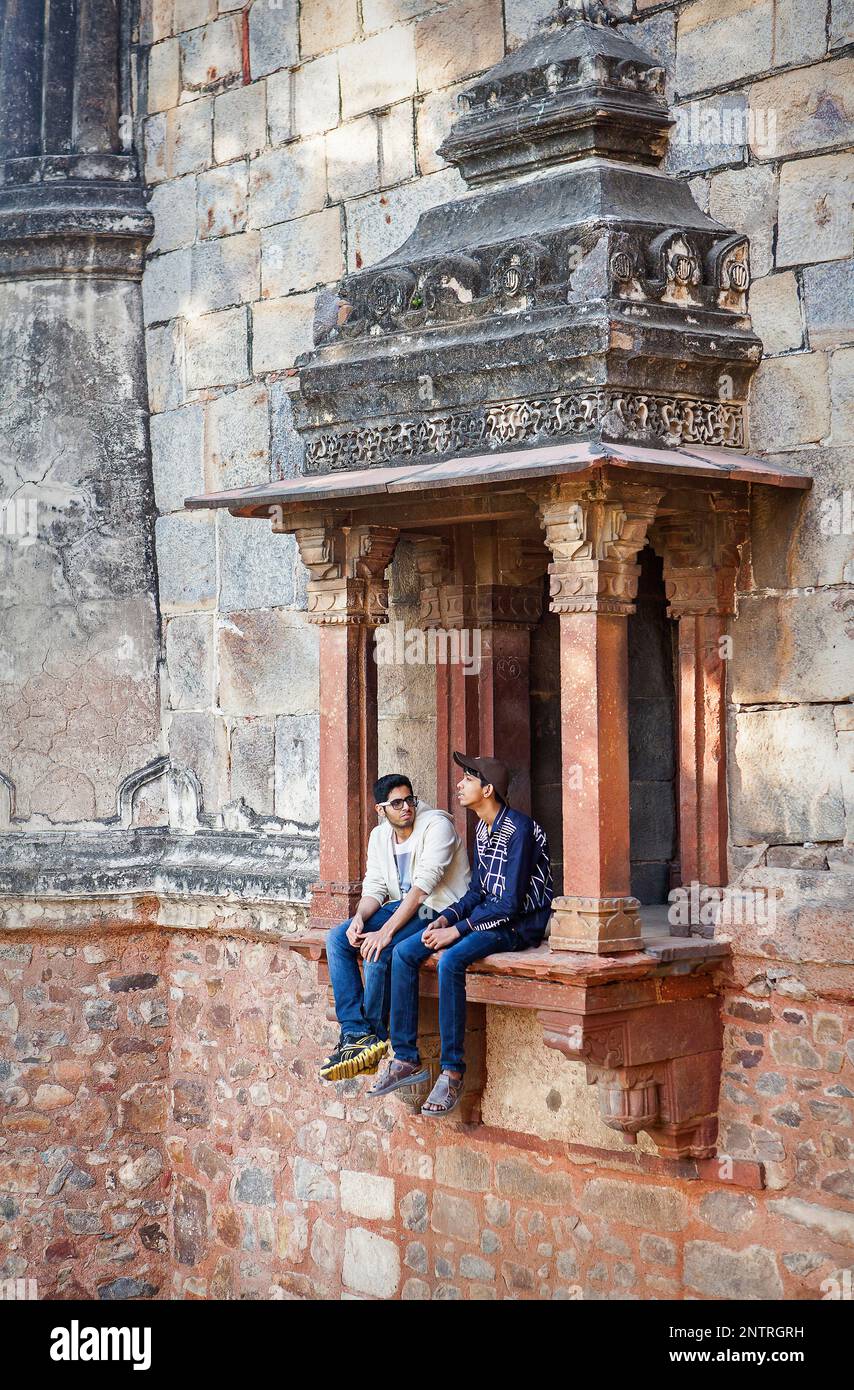 Friends, Window Of Bara Gumbad, Lodi Garden, New Delhi, India Stock ...