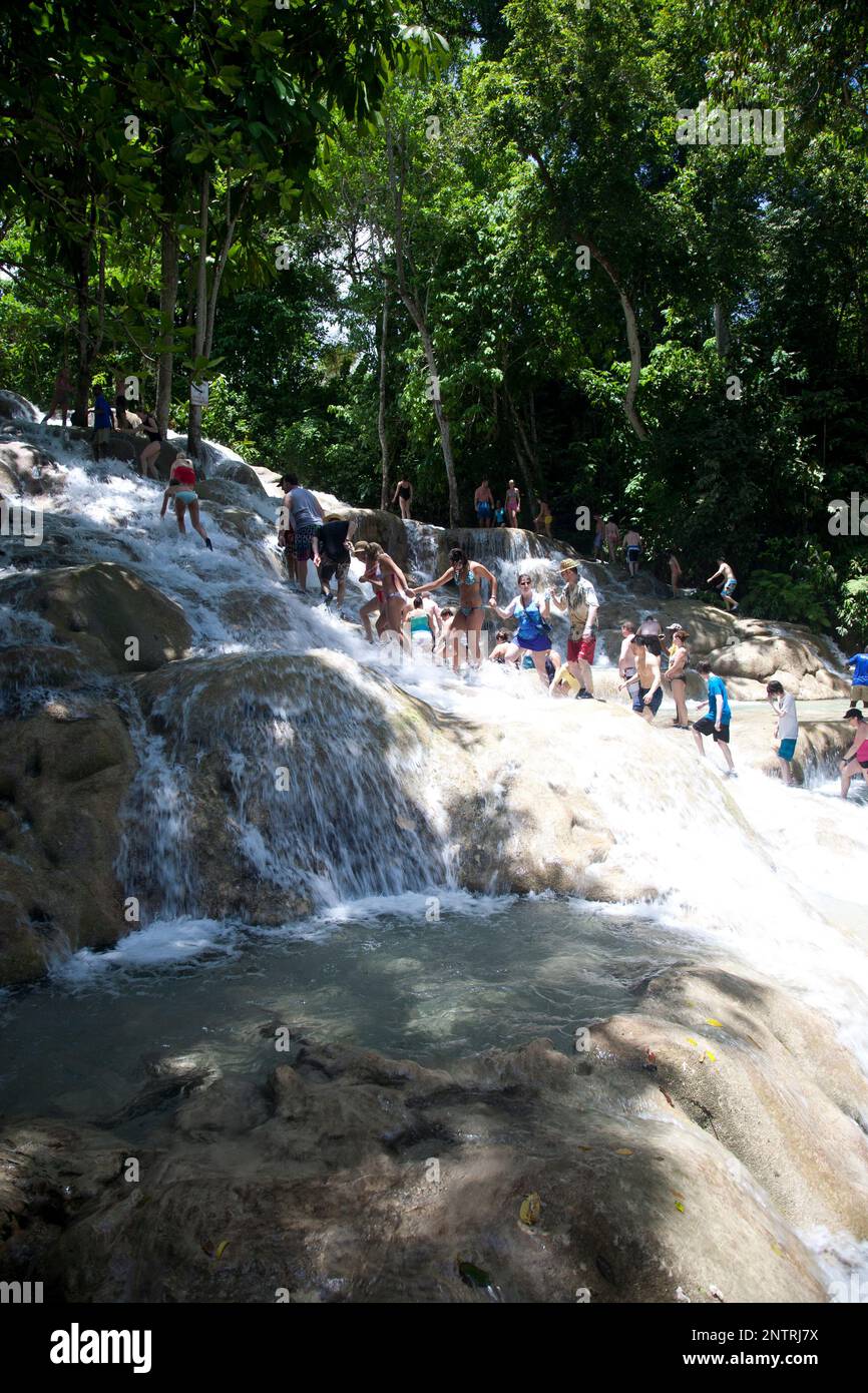 Dunns river falls, Ocho Rios, Jamaica. Stock Photo