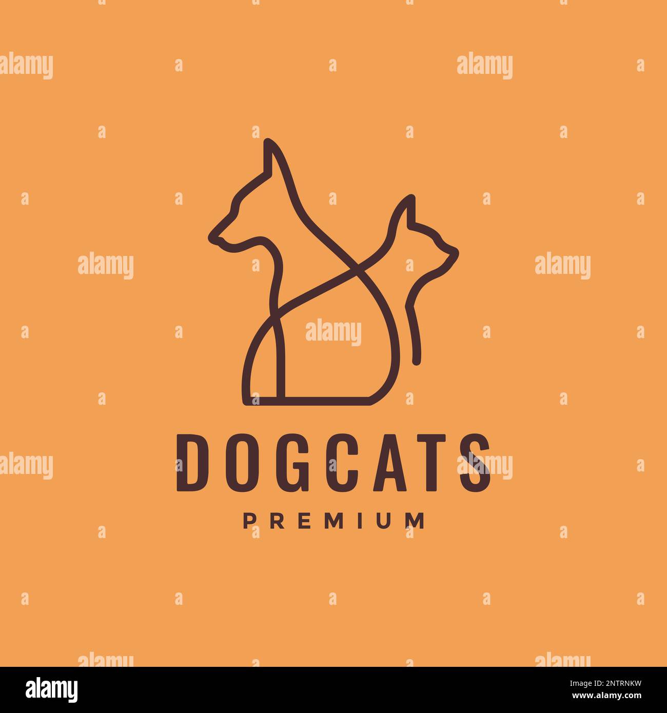 animal pets cat kitten dog puppy modern line art simple minimal logo