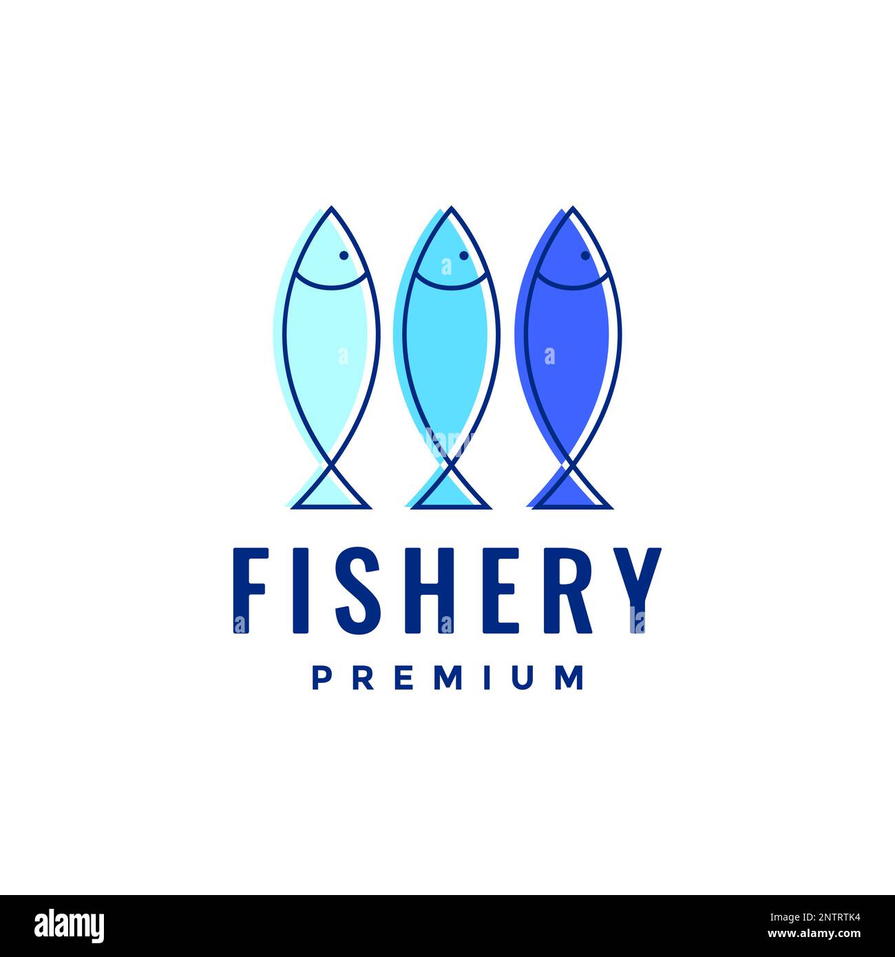 fresh fish food store market shop abstract lines art modern logo design