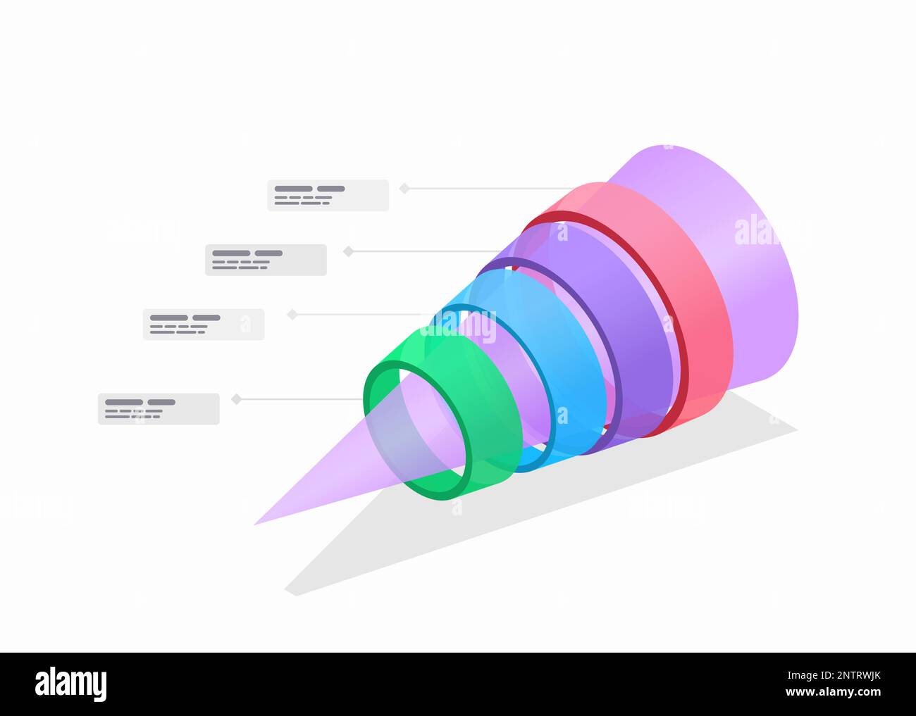 Funnel infographics diagram template with four colorful circle options ...