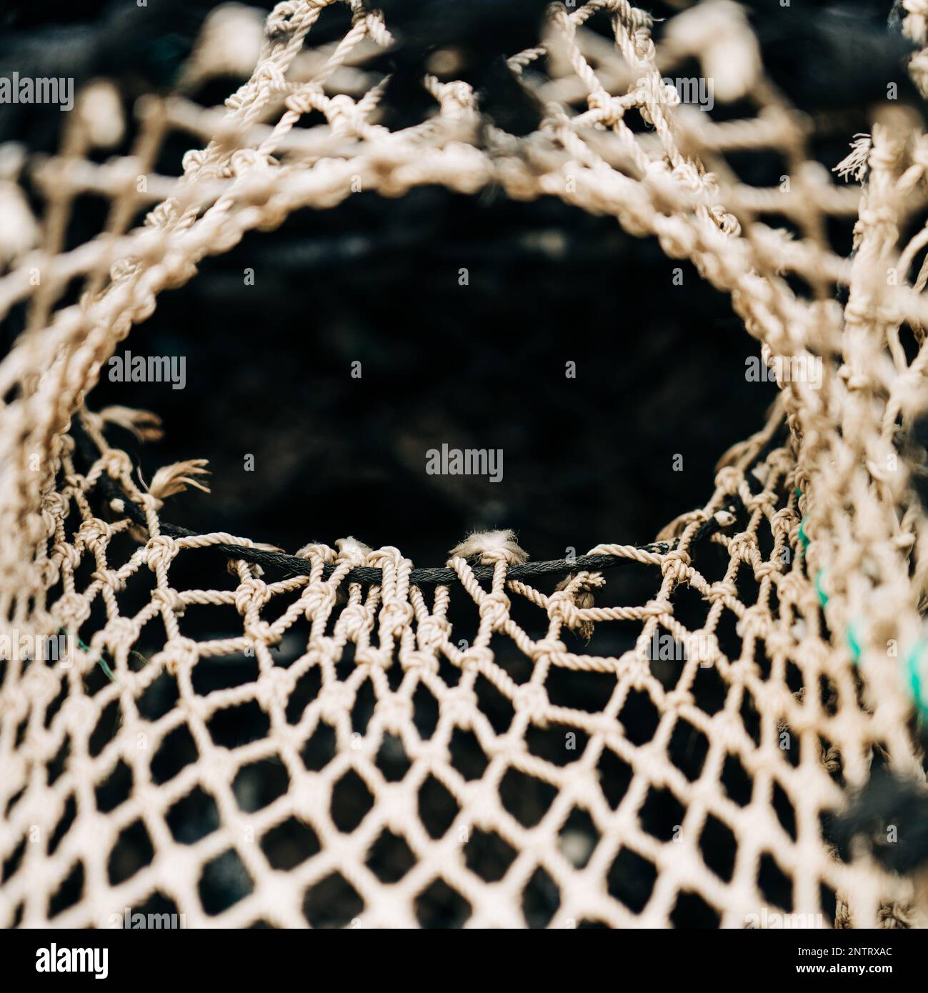 Crab fishing boxes and nets. Ropes and string tying them together Stock