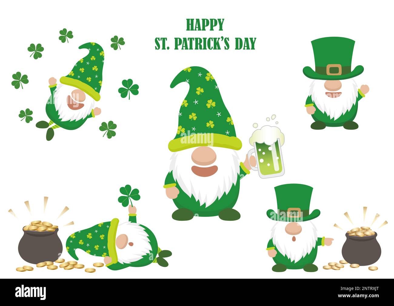 St. Patrick’s Day Vector Symbol Character Illustration Set Isolated On A White Background. Stock Vector