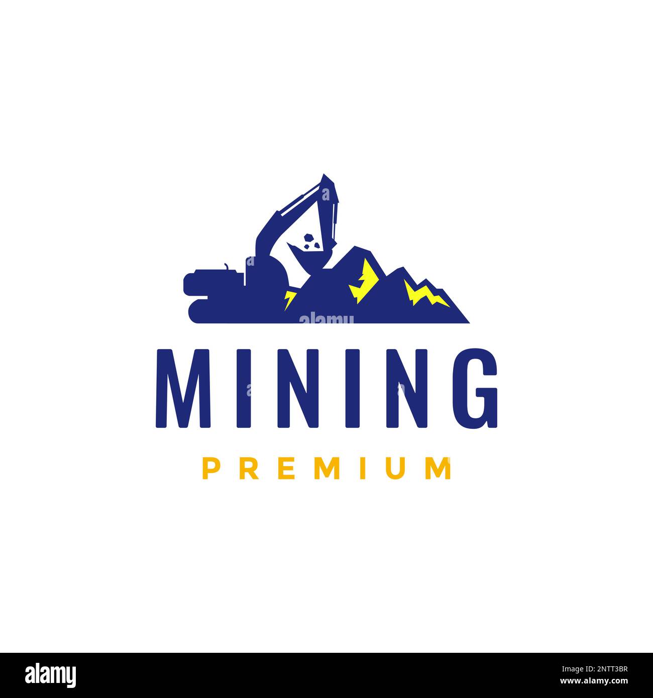 excavator ground mining peak land gold logo design vector icon Stock