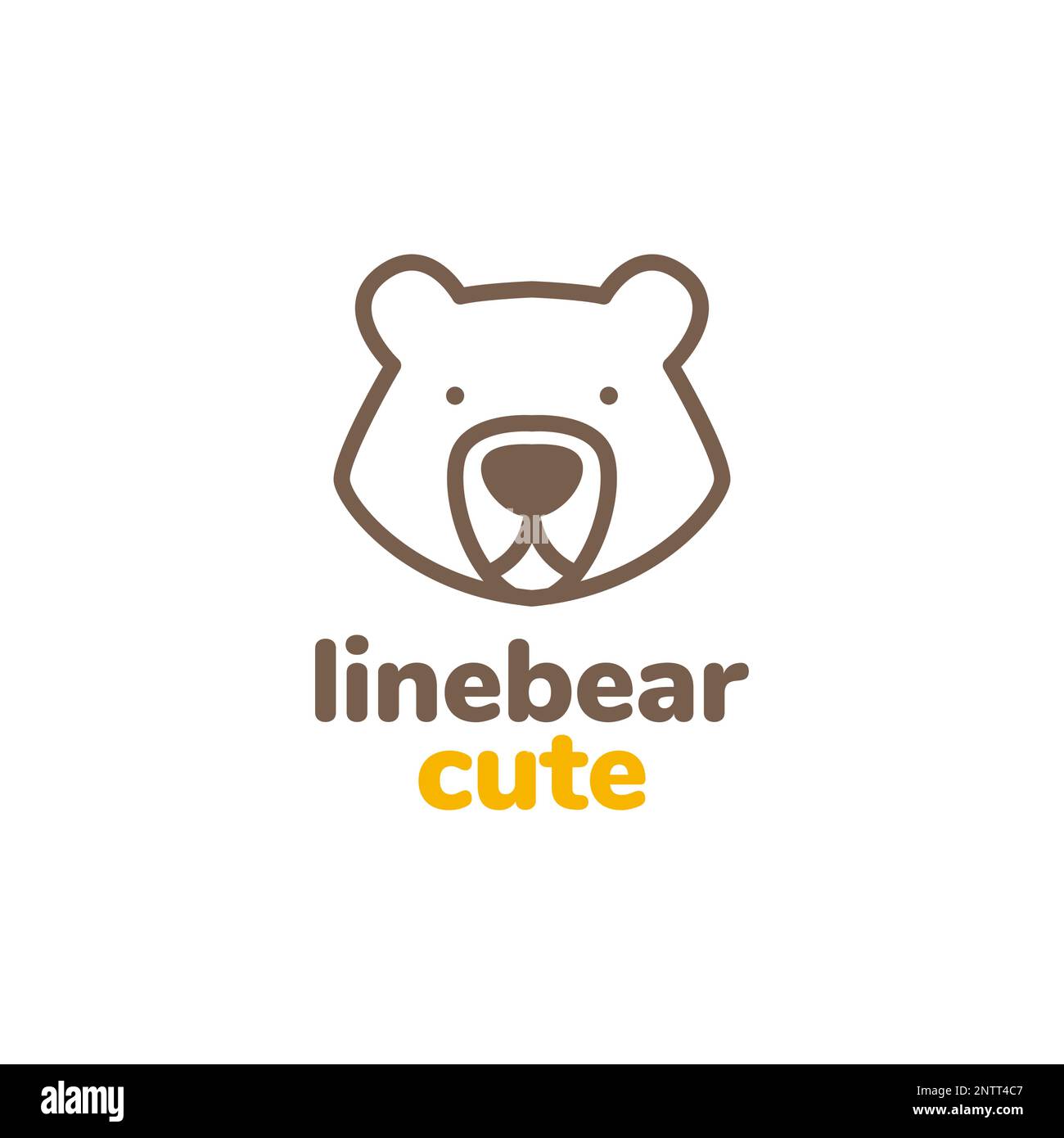 mascot cartoon cute head animal bear grizzly minimal logo design vector ...