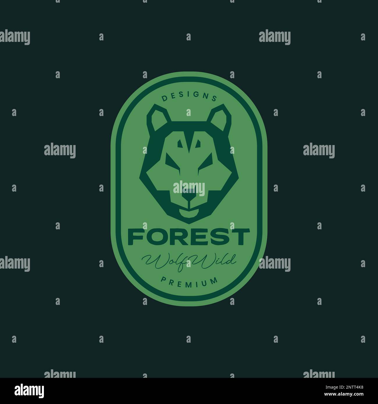 beast animal forest nocturnal carnivore head wolf howl badge vintage