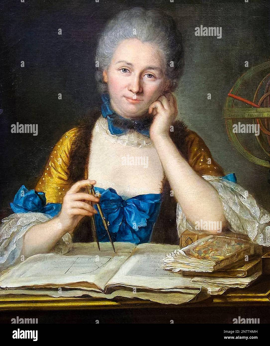 Émilie du Châtelet (1706-1749), French natural philosopher and mathematician, portrait painting in oil on canvas by Maurice Quentin de La Tour, before 1749 Stock Photo