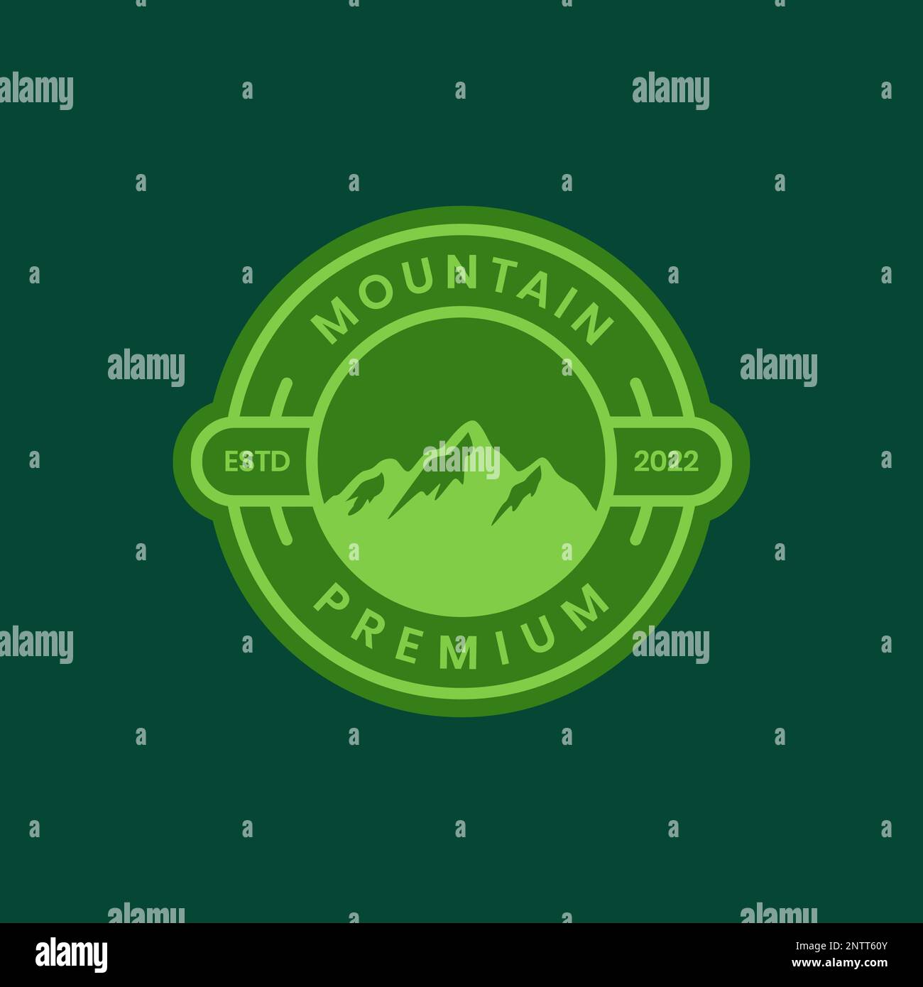 mountain peak high hill circle badge vintage logo design vector icon Stock Vector