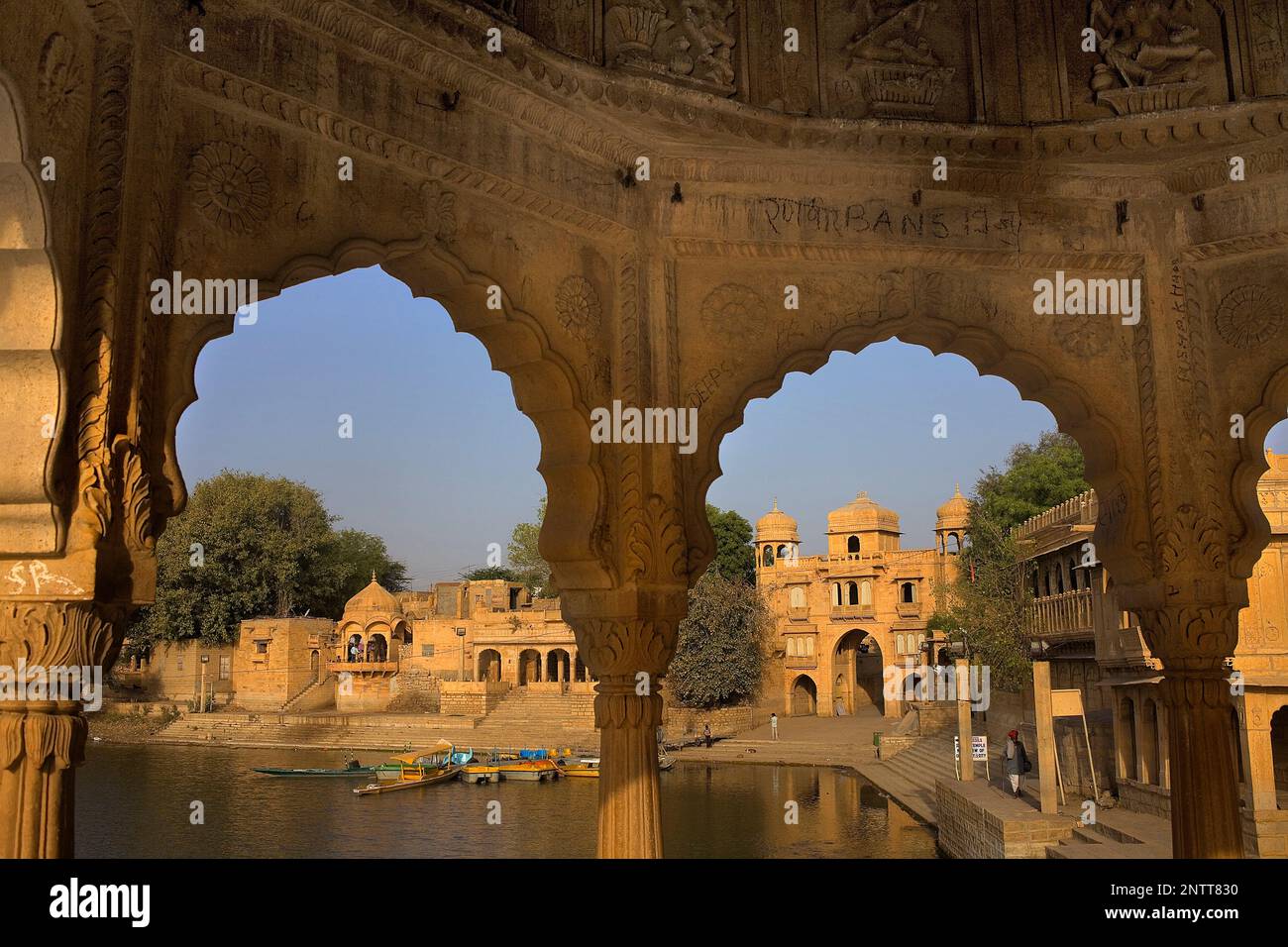 Gadi Sagar, the tank was once the water supply of the city and is surrounded by small temples