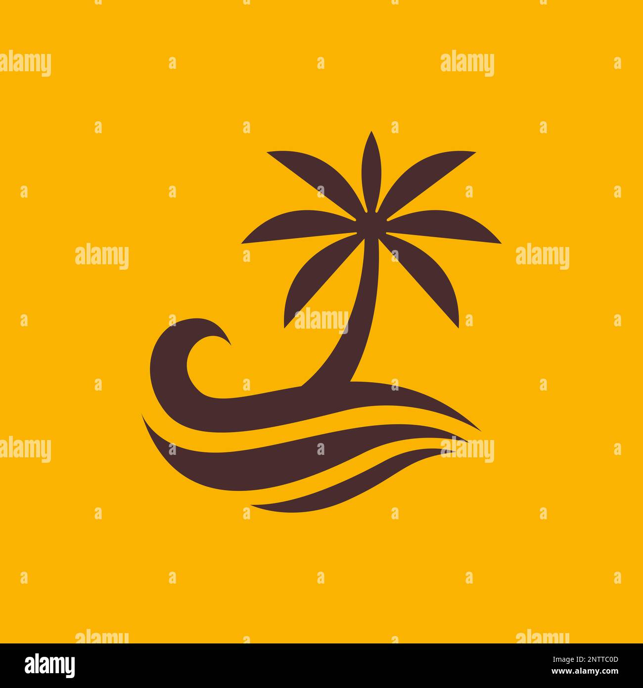 wave sand coast sea beach coconut tree holidays simple vintage logo ...