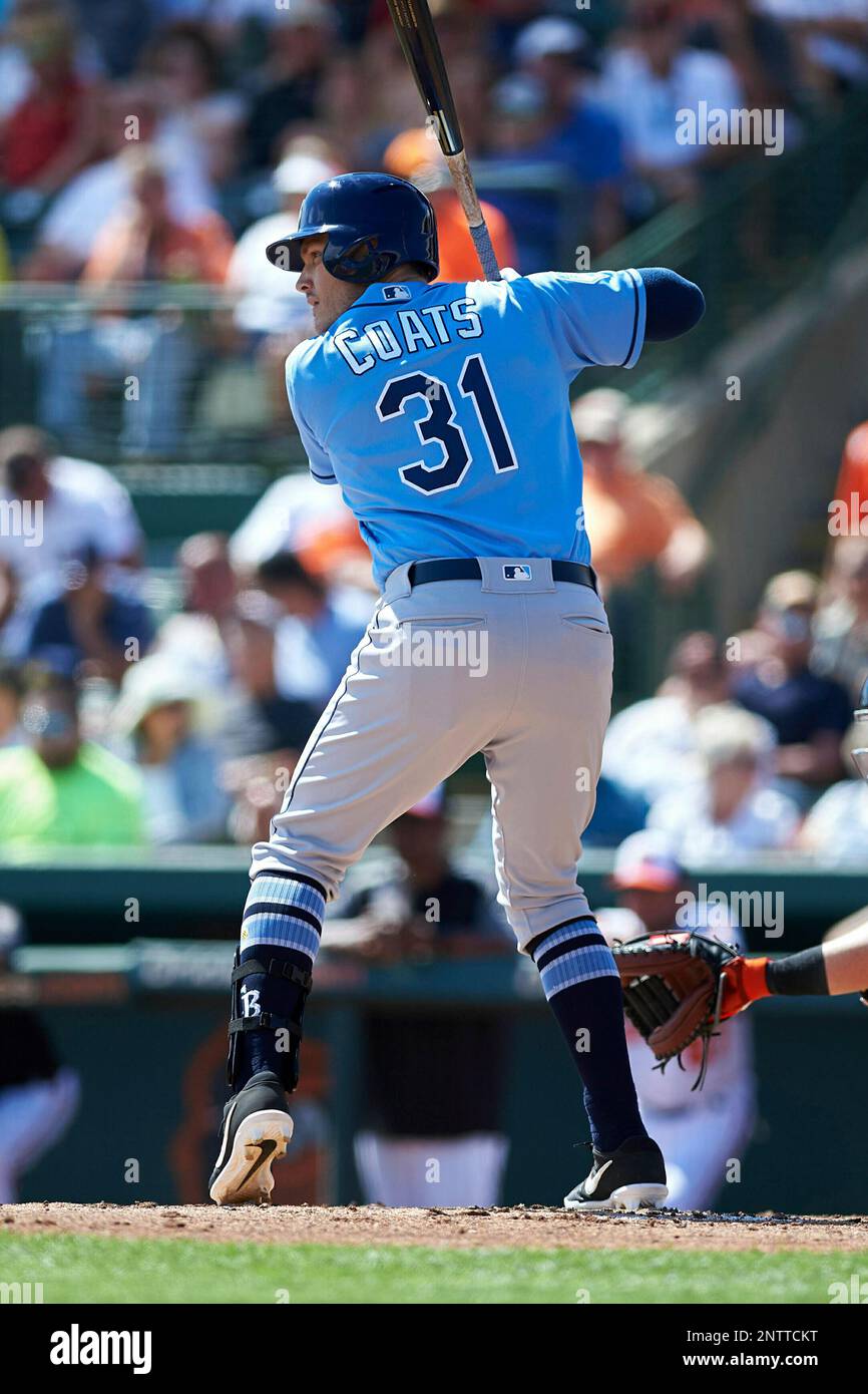 Tampa Bay Rays left fielder Jason Coats (31) at bat during a Grapefruit League Spring Training