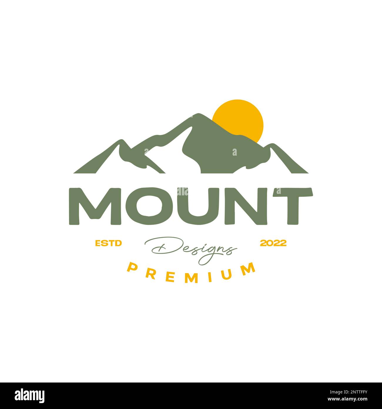 mountain sunset hiking high hill outdoor nature vintage logo design ...