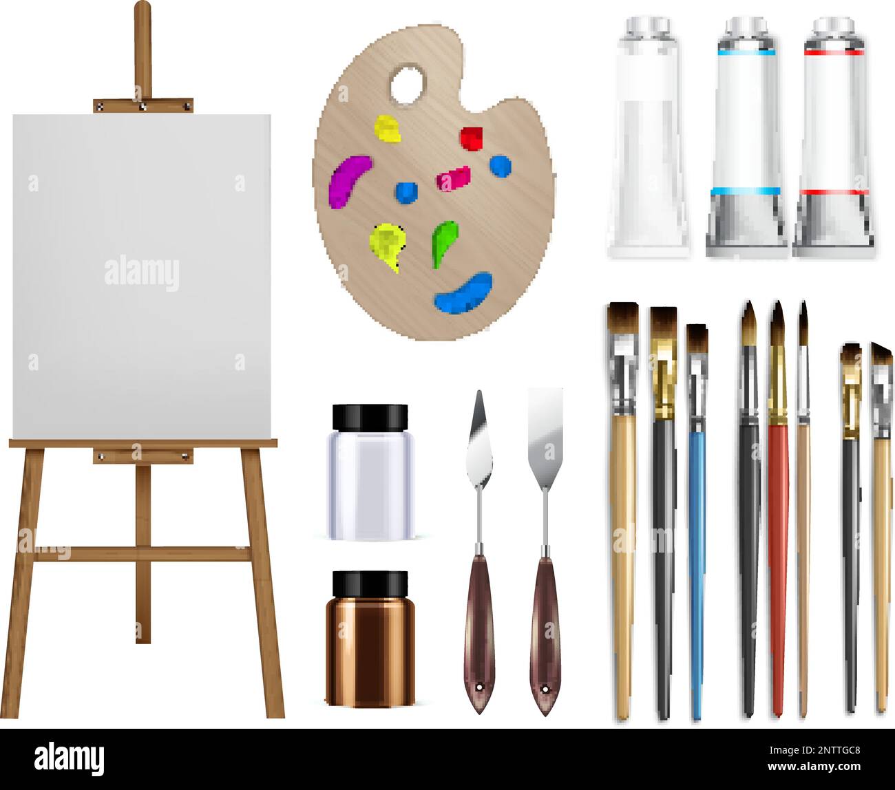 https://c8.alamy.com/comp/2NTTGC8/artist-tools-oil-paint-realistic-set-with-isolated-images-of-paint-brushes-palette-and-drawing-easel-vector-illustration-2NTTGC8.jpg