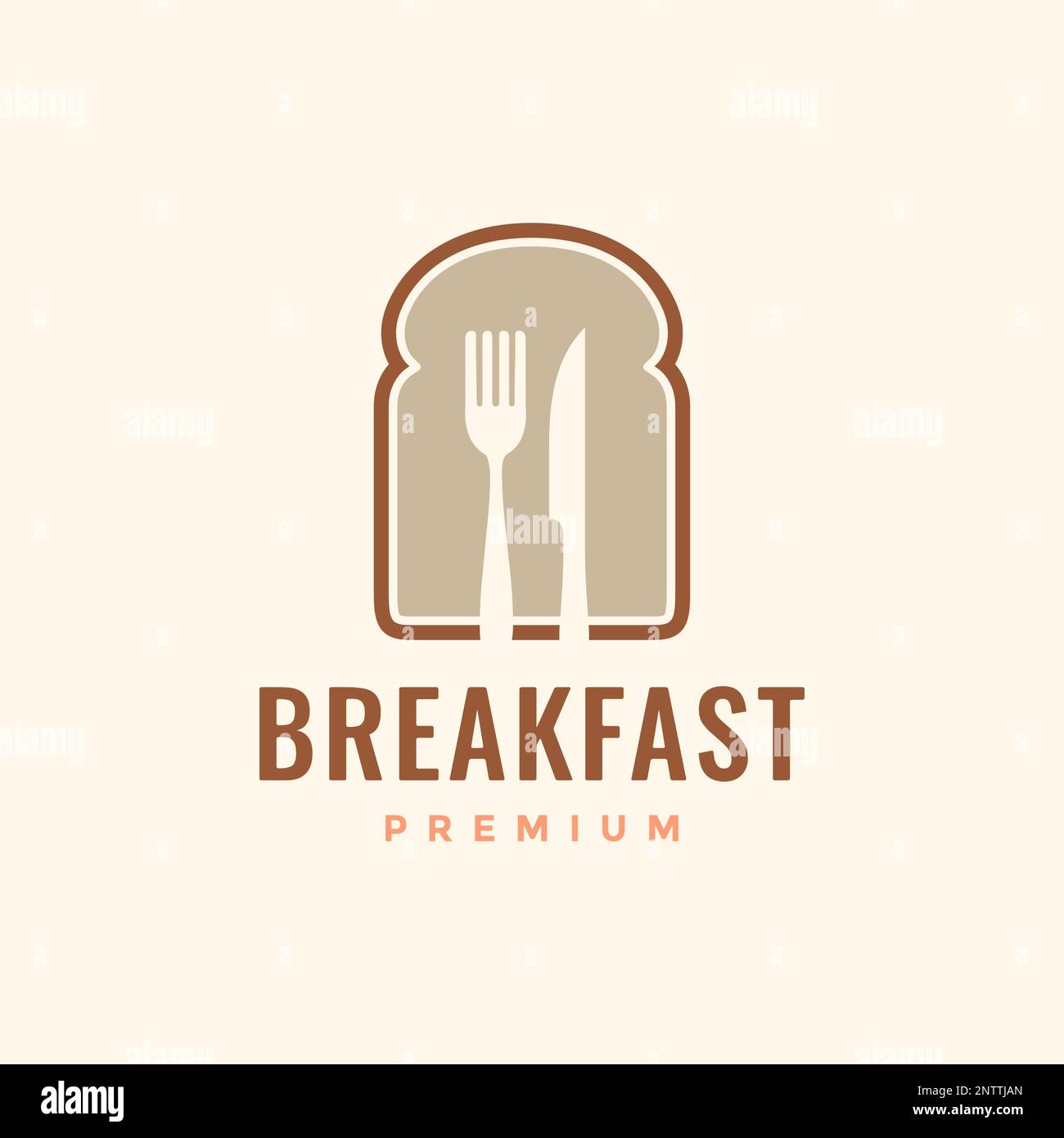 breakfast food menu bread roasted knife fork modern minimal logo design