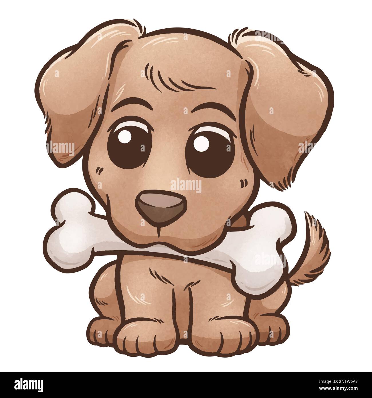 Vector illustration of Cartoon Dog with bone Stock Vector Image & Art