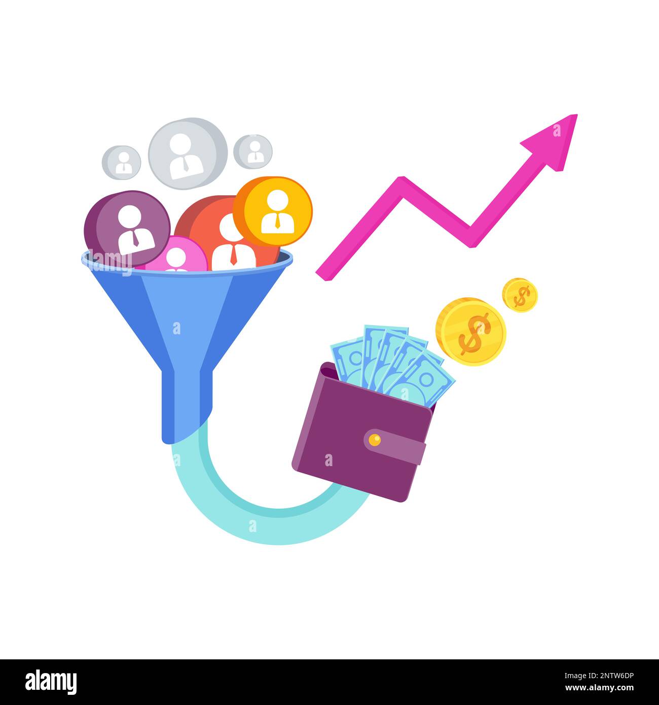 Conversion funnel. Digital inbound marketing tool Stock Vector Image