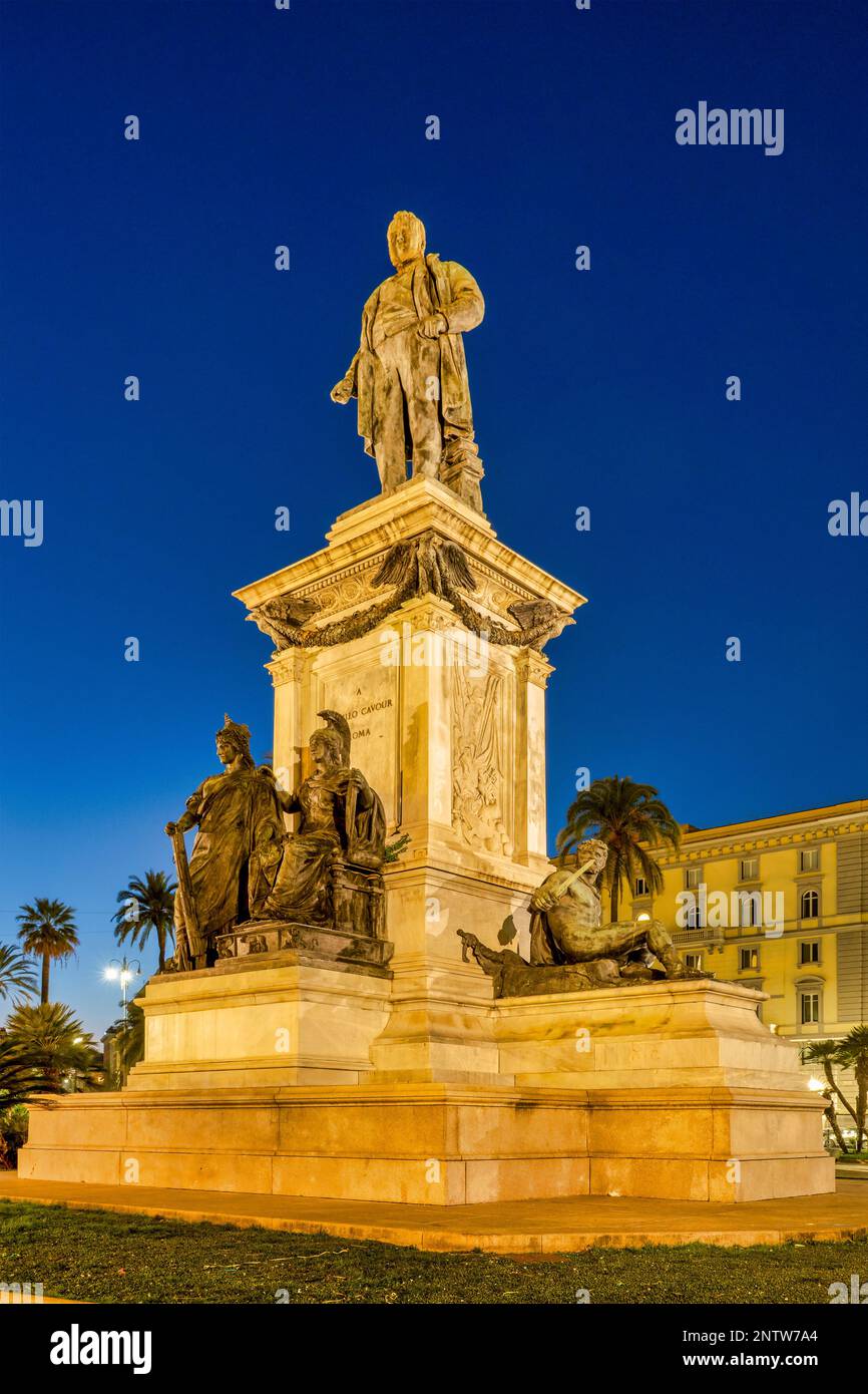 Statue of Camillo Benso in Piazza Cavour, Rome, Italy Stock Photo