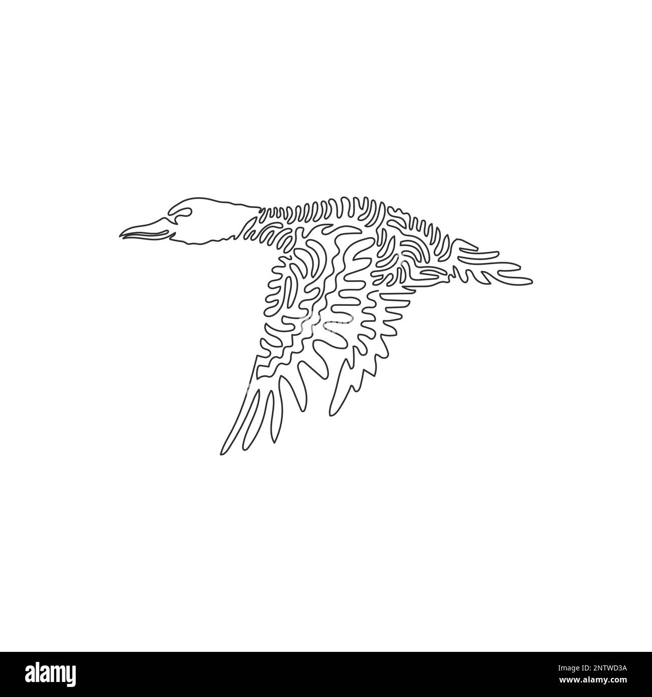 Single one line drawing of beautiful mallard abstract art. Continuous line drawing graphic design vector illustration of mallards are dabbling ducks Stock Vector