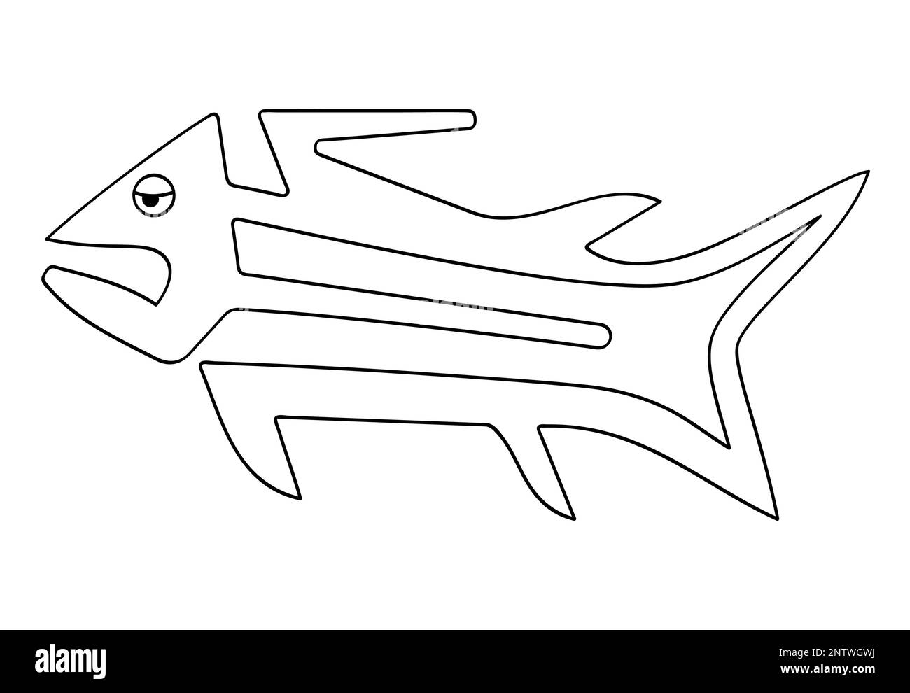 Geoglyph of the fish from Nazca, The Nazca Lines, Nazca Desert, Peru Stock Vector