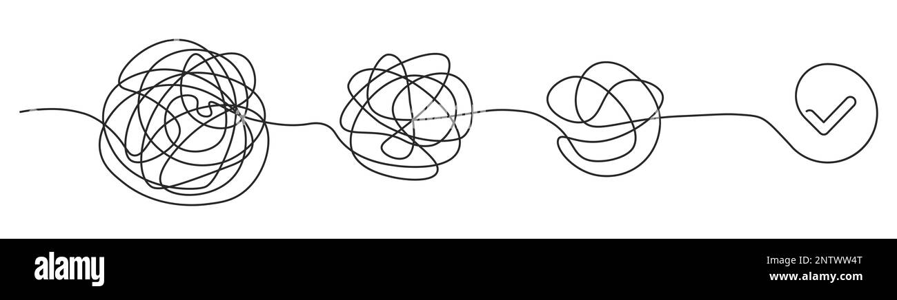 Tangle of thoughts. Psychology solution concept. Vector illustration Stock Vector