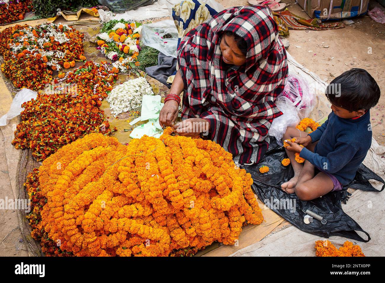 The flower market,Varanasi, Uttar Pradesh, India Stock Photo Alamy