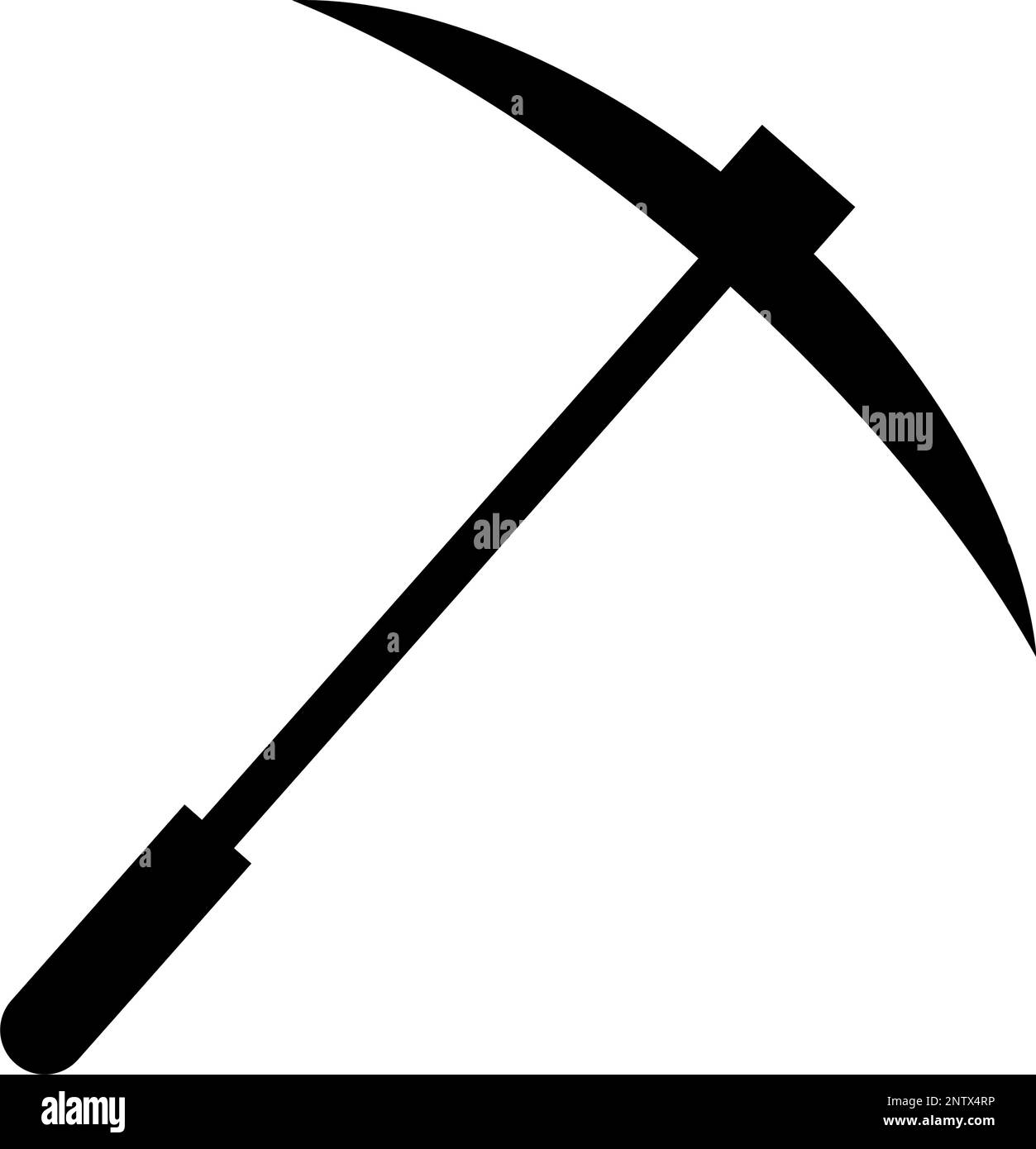 Flat pickaxe silhouette icon. Excavation tool. Mining. Editable vector. Stock Vector