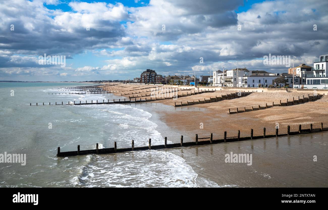 The seafront at Bognor Regis, West Sussex, UK, looking eastwards from