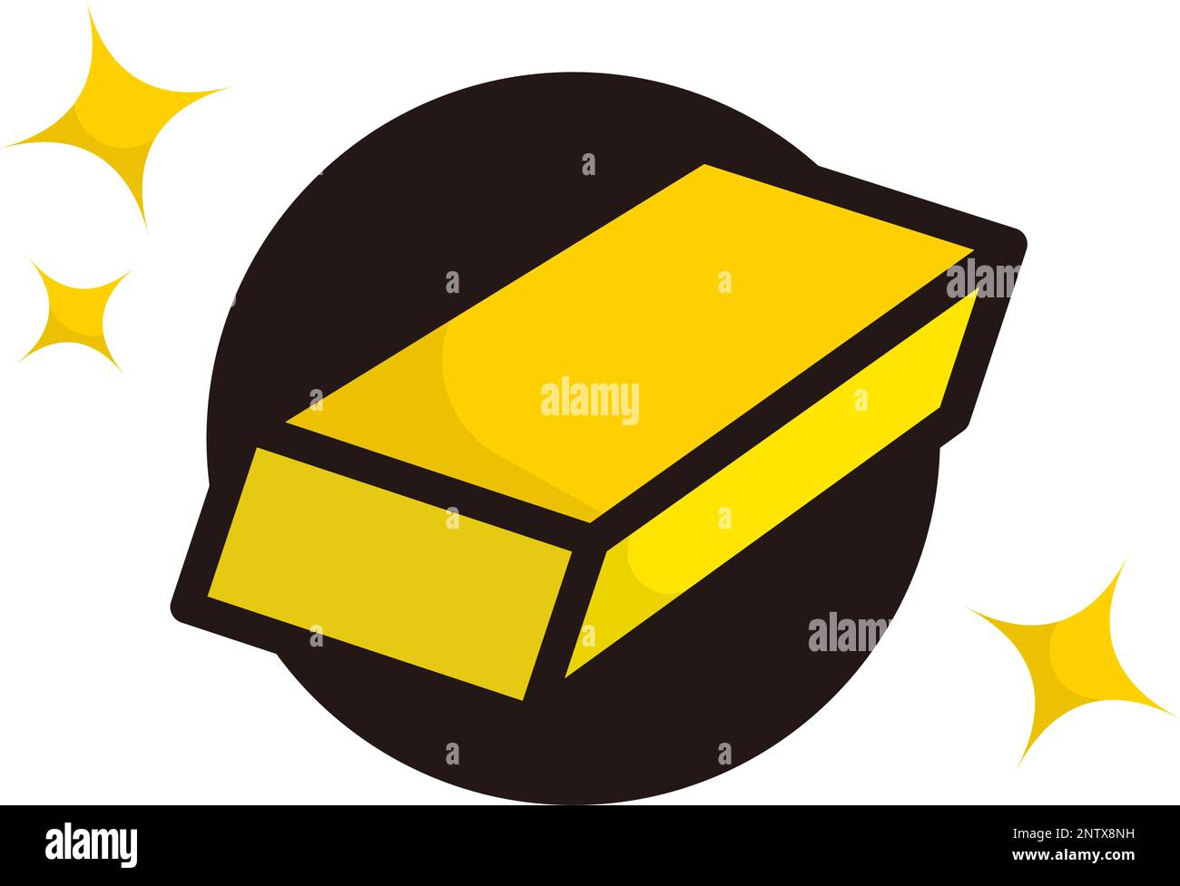 Gold ingot and glitter mark icon. Editable vector. Stock Vector