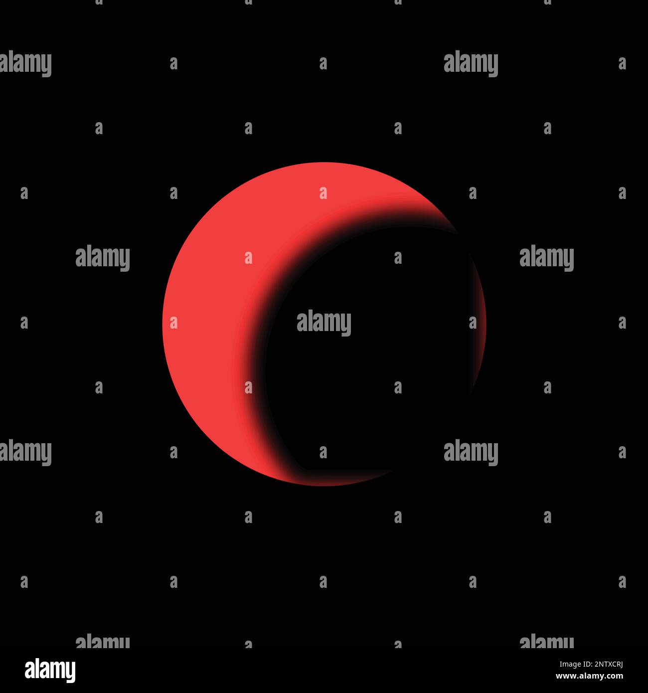 Red moon on a black background. Vector illustration Stock Vector Image
