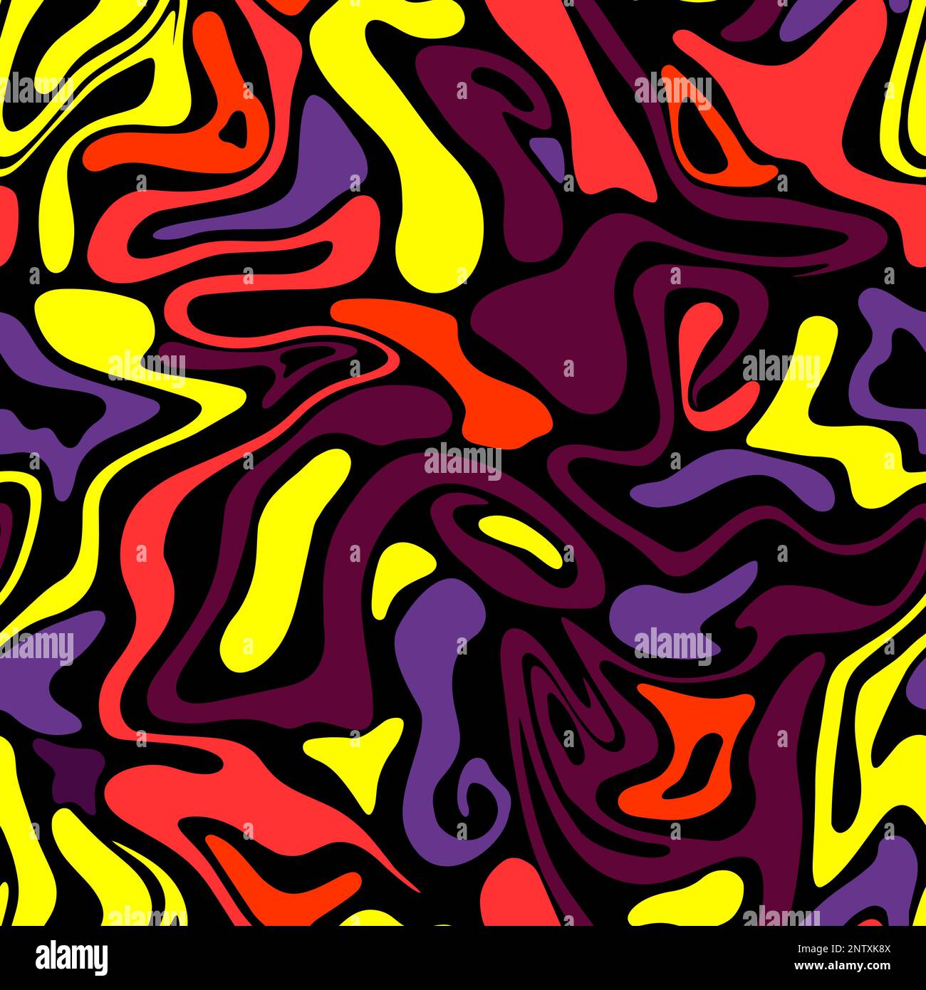Abstract colourful seamless background. Psychedelic swirl pattern. Liquid groovy background. Stock Vector