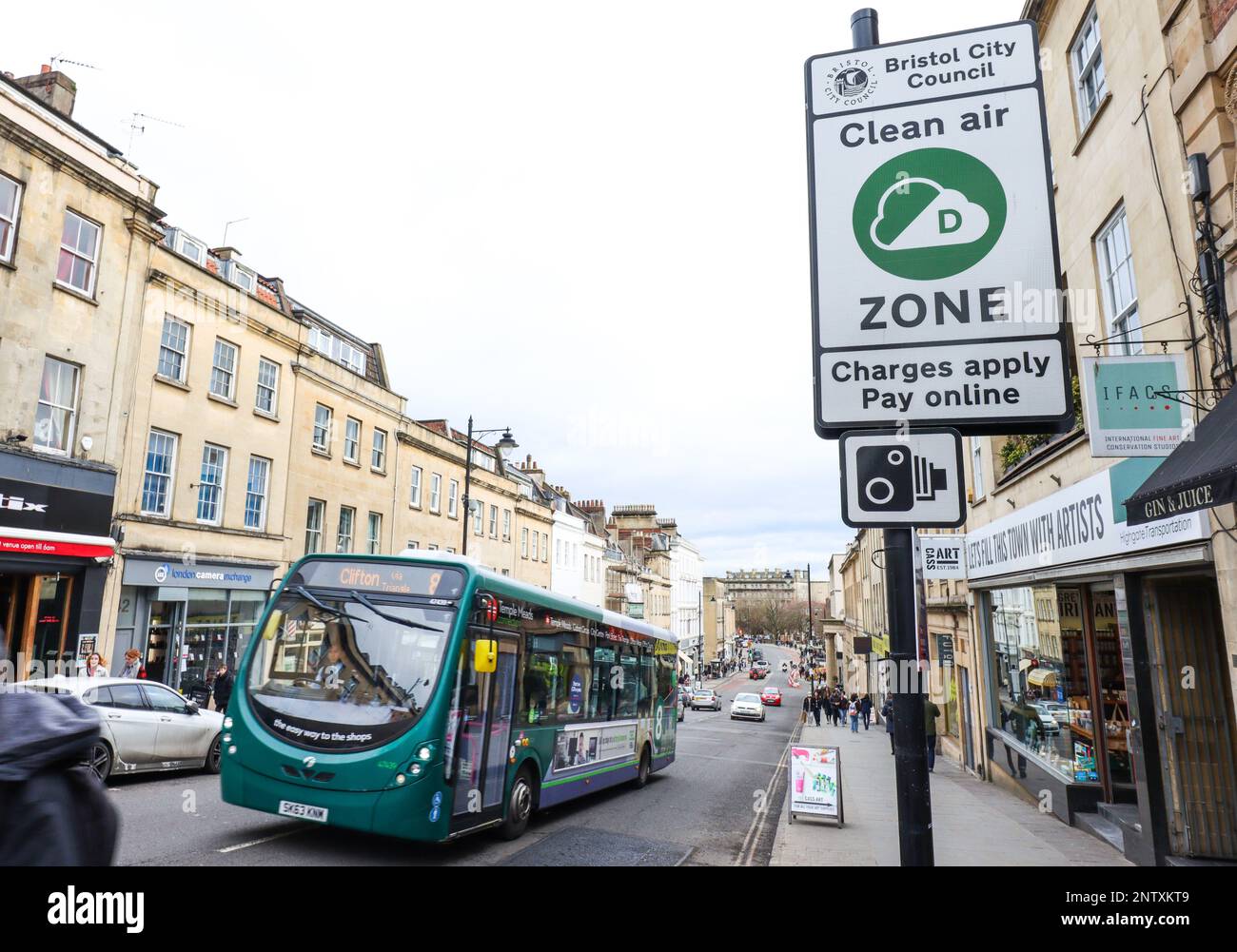 Bristol Clean Air Zone sign. Stock Photo