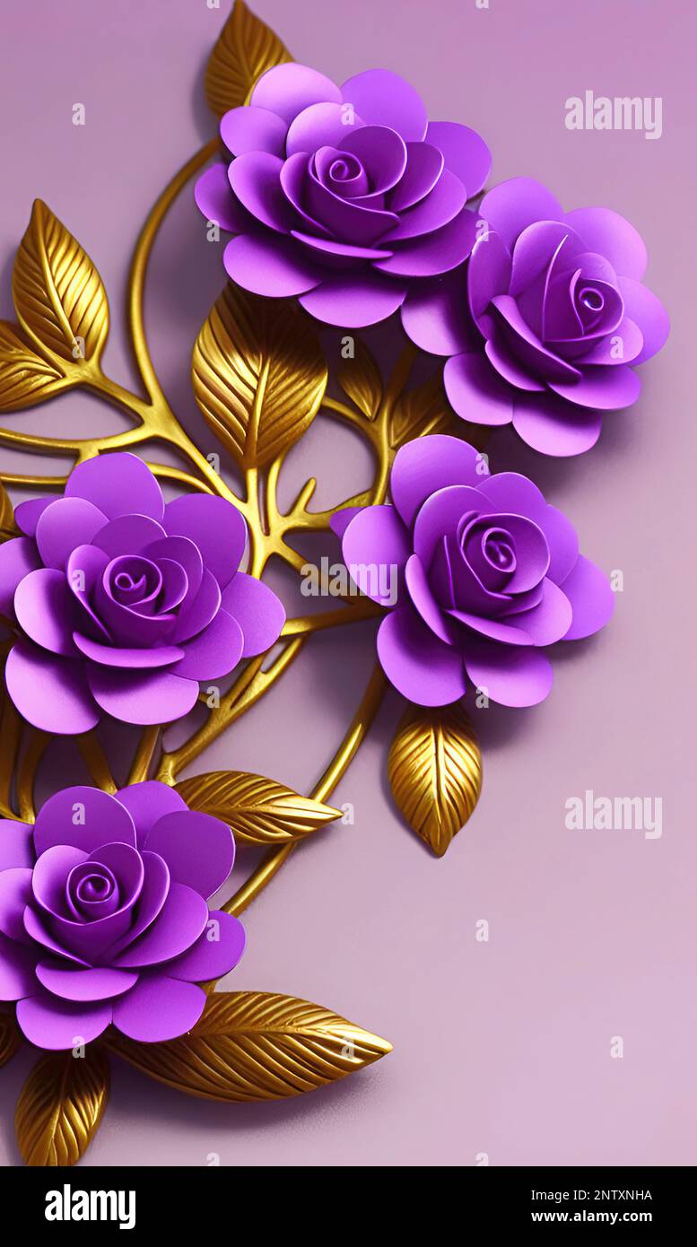 Bouquet of flowers on a purple background Stock Photo - Alamy