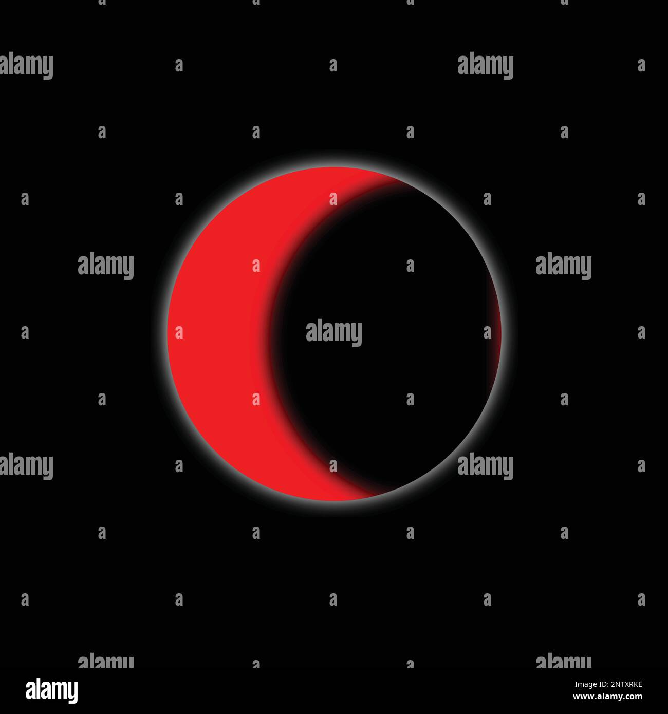 A vector Illustration of a red moon on a black background Stock Vector