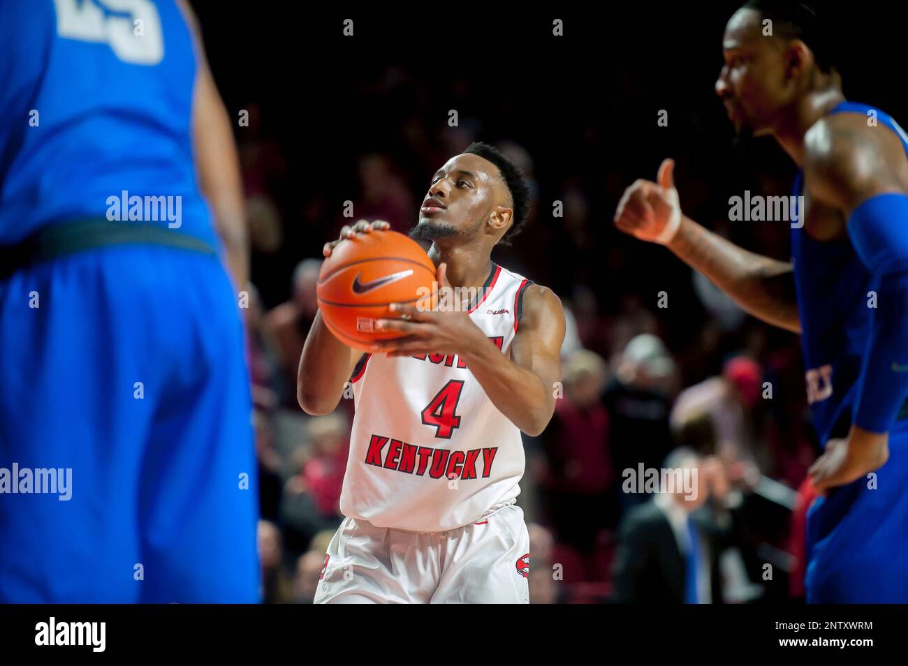Western Kentucky guard Josh Anderson shoots a free throw against Middle  Tennessee during an NCAA college basketball game Thursday, Feb. 14, 2019,  in Bowling Green, Ky. (Bac Totrong/Daily News via AP Stock