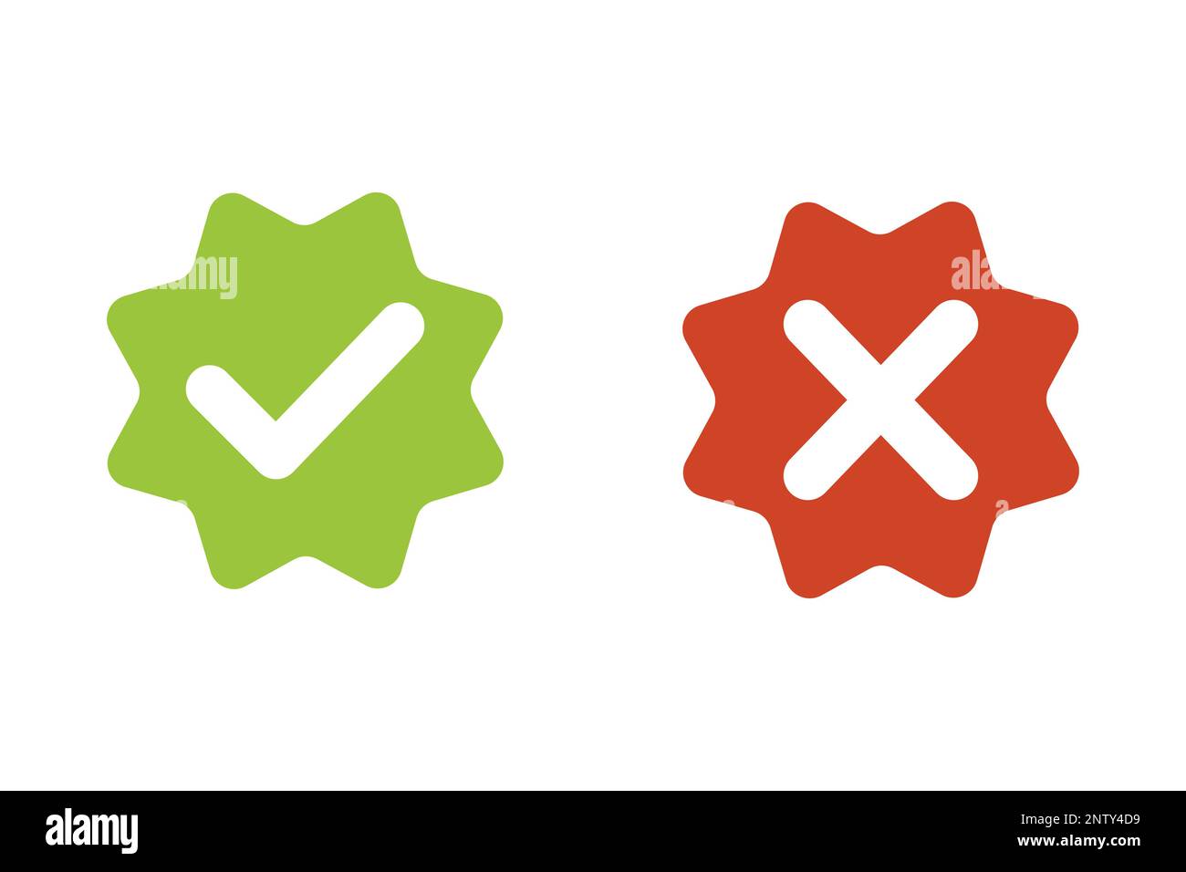 Green check mark, red cross mark icon set. Stock Vector