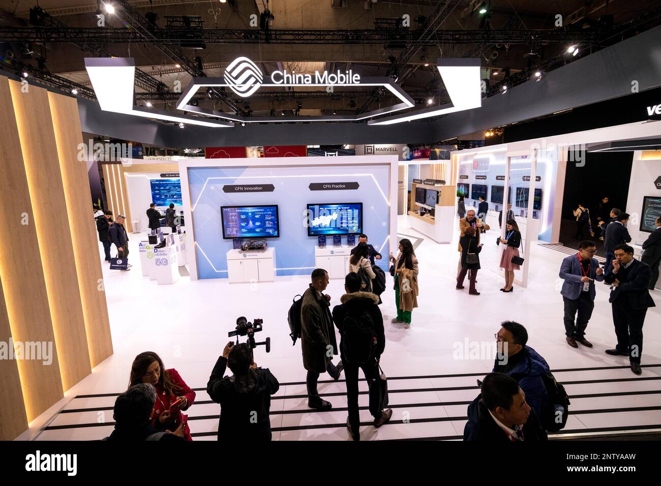 Barcelona, Spain. 28 February, 2023: The China Mobile stand during the ...