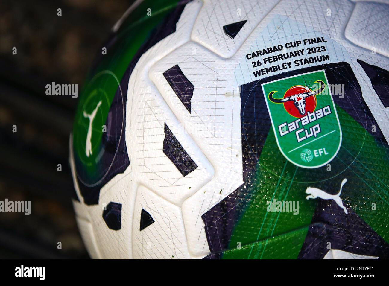 Official Carabao branded Puma matchball - Manchester United v Newcastle  United, Carabao Cup Final, Wembley Stadium, London, UK - 26th February 2023  Editorial Use Only - DataCo restrictions apply Stock Photo - Alamy