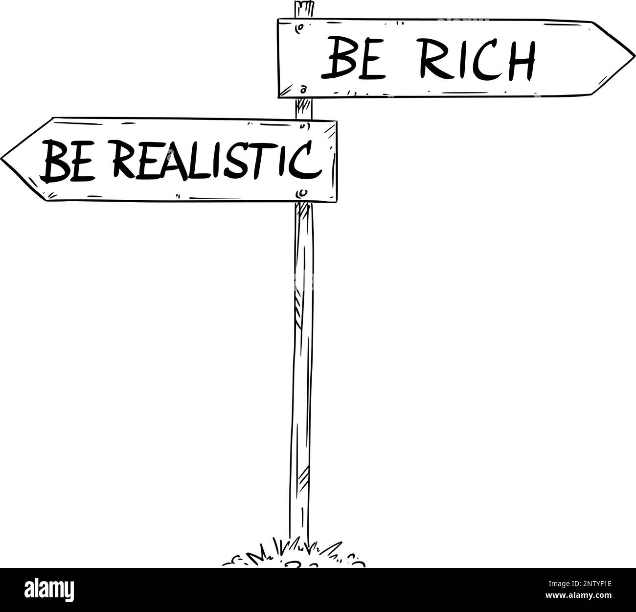 Be Realistic or Rich Decision , Vector Cartoon Illustration Stock Vector