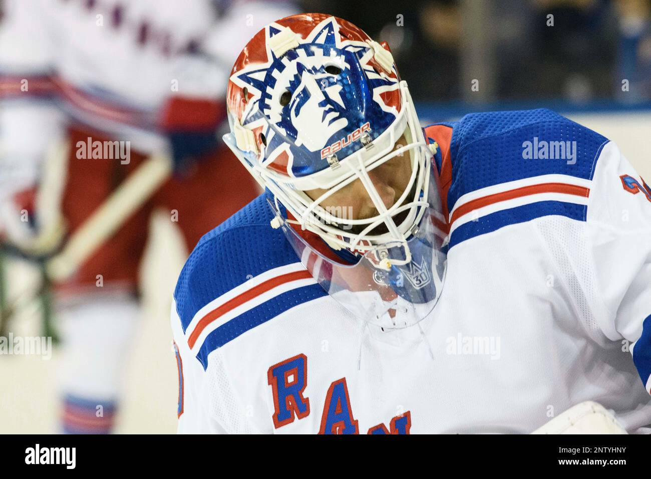 Rangers Henrik Lundqvist Authentic Signed Franklin Hockey Goalie Mask BAS, image size:1300x956