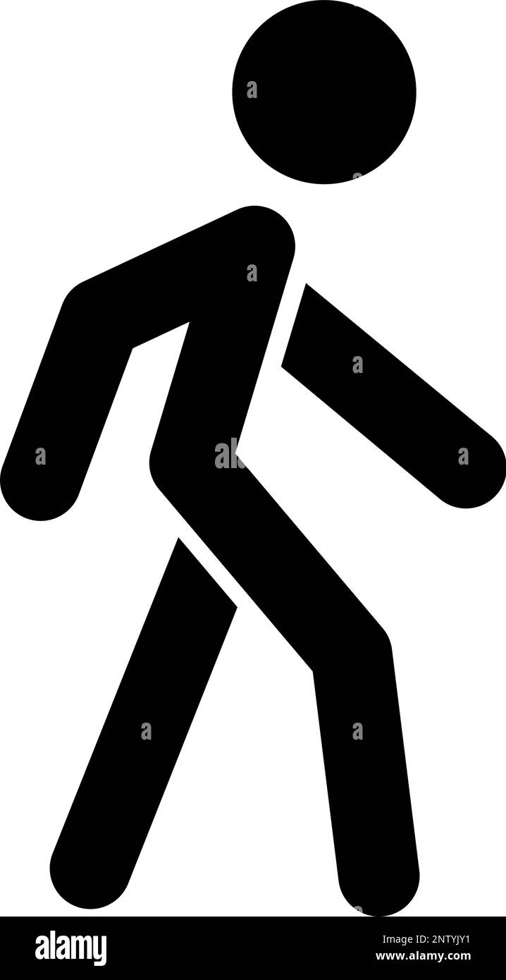 Walking person silhouette icon. Walker. Editable vector. Stock Vector