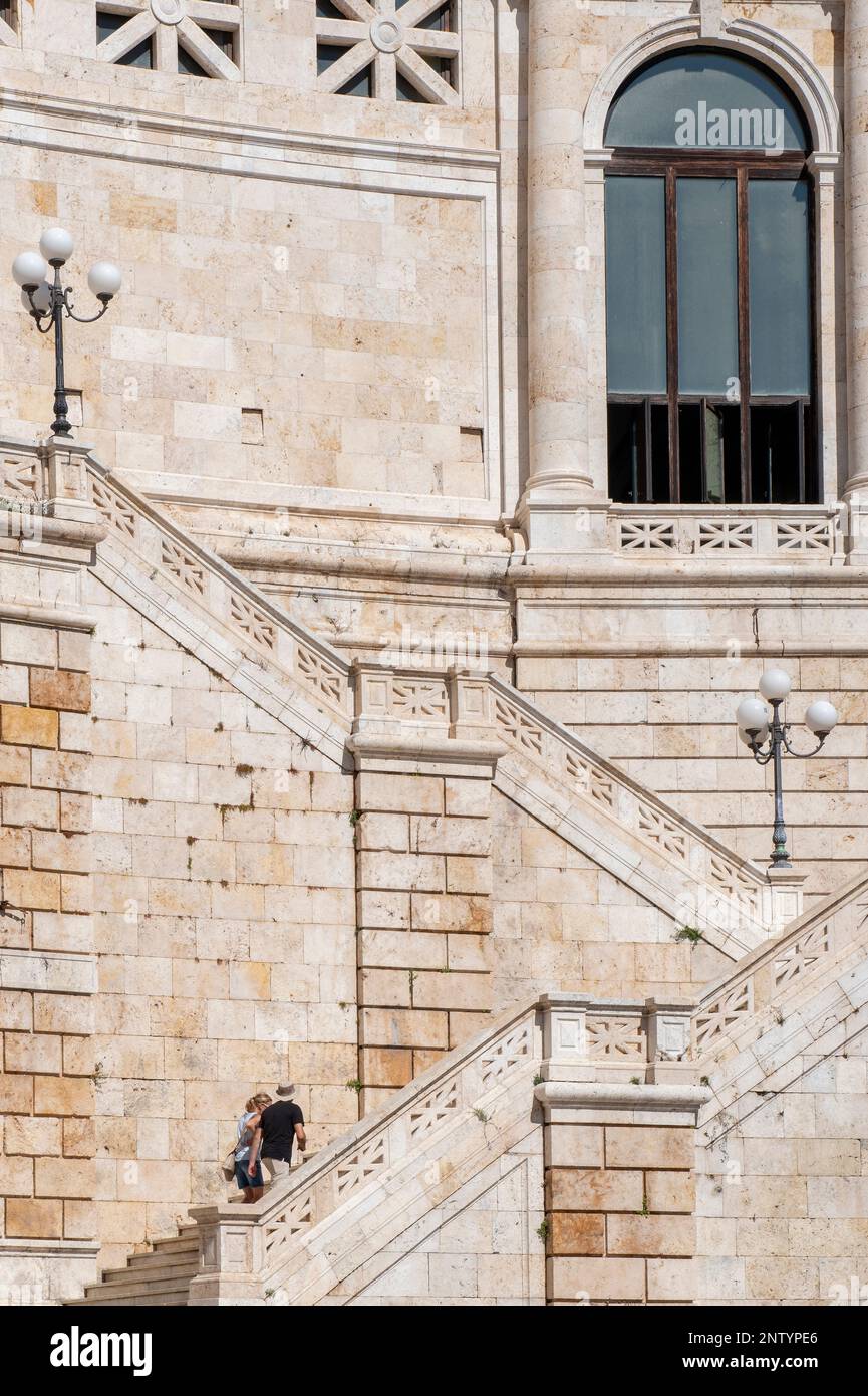 A detail of Bastioni Saint Remy, a building dating to the early XX century, one of the highlights of the historic centre of Cagliari, Sardinia, Italy Stock Photo