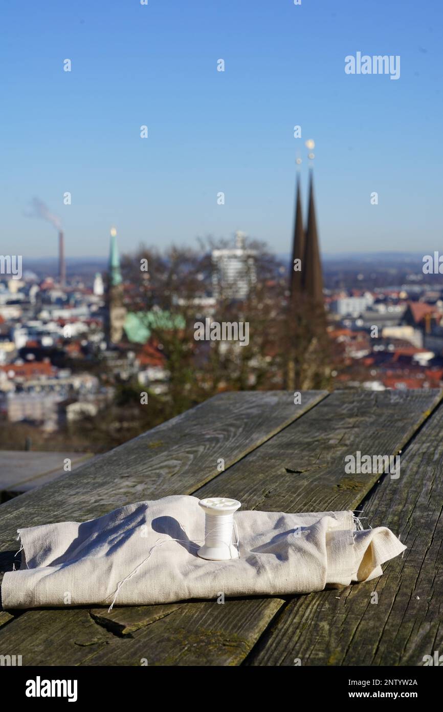 Leineweberstadt Bielefeld, Stoff Faden Stock Photo